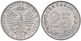 SAVOIA - Vittorio Emanuele III (1900-1943) - 25 Centesimi 1902 Pag. 827; Mont. 273 R NI Segno al R/

Status: qFDC/SPL+

Notes: Segno al R/