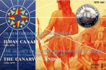 ESTERE - PORTOGALLO - Repubblica (1910) - 100 Escudos 1989 - Isole Canarie Kr. 646a AG In cartoncino

Status: FDC

Notes: In cartoncino -