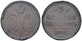 ESTERE - RUSSIA - Nicola I (1825-1855) - 3 Copechi 1842 EM Bitkin 541 CU Colpetto

Status: qBB

Notes: Colpetto