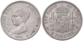 ESTERE - SPAGNA - Alfonso XIII (1886-1931) - 2 Pesetas 1892 PG M Kr. 81 AG

Status: qBB

Notes: