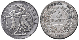ESTERE - SVIZZERA - BASILEA - 5 Batzen 1809 Kr. 199; HMZ 2-109a AG

Status: BB+

Notes: