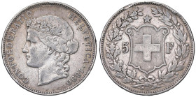 ESTERE - SVIZZERA - Confederazione - 5 Franchi 1890 Divo 6 R AG Colpi

Status: meglio di MB

Notes: Colpi