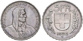 ESTERE - SVIZZERA - Confederazione - 5 Franchi 1925 B Kr. 38 AG Colpetto

Status: bel BB

Notes: Colpetto