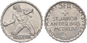 ESTERE - SVIZZERA - Confederazione - 5 Franchi 1944 - 500° Battaglia di St. Jakob Der Birs Kr. 45 AG

Status: qFDC

Notes: