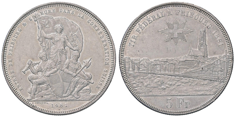 ESTERE - SVIZZERA - Tiri Federali - 5 Franchi 1881 - Friburgo Kr. 515 AG

Stat...