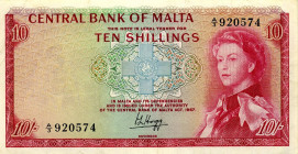 CARTAMONETA ESTERA - MALTA - Amministrazione Britannica (1814-1974) - 10 Scellini 1967 (1968) Pick 28

Status: SPL

Notes: