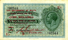 CARTAMONETA ESTERA - MALTA - Amministrazione Britannica (1814-1974) - Scellino 1940 (1918) Pick 15 Sovrastampa su 2 scellini

Status: BB+

Notes: ...