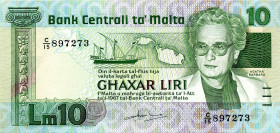 CARTAMONETA ESTERA - MALTA - Repubblica - 10 Sterline 1967 (1986) Pick 39

Status: bello SPL

Notes: