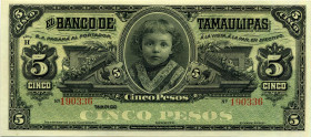 CARTAMONETA ESTERA - MESSICO - Repubblica (1823) - 5 Pesos Banco de Tamaulipas

Status: qFDS

Notes: