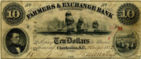 CARTAMONETA ESTERA - U.S.A. - 10 Dollari 1853 Farmers & Exchange Bank Due pezzetti da nastro adesivo al R/ - Con certificato Riccardo Rossi "very fine...