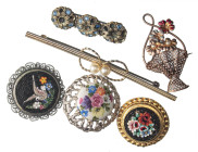 VARIE - Gioielli da antiquariato 6 spille vintage, 2 a mosaico (pregiate)

Status: Buono

Notes: