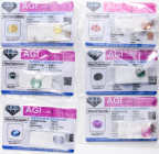 VARIE - Pietre preziose Quarzo, Kunzite, Kunzite (Spodumene), Chrome Diopside, Zaffiro Padparadscha, Zaffiro, insieme di 6 pietre tutte con certificat...