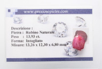 VARIE - Pietre preziose Rubino Naturale, 13,93 ct, con certificato Preziose pietre

Status: Ottimo

Notes: