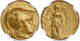MACEDONIAN KINGDOM. Philip III Arrhidaeus (323-317 BC). AV stater (18mm, 8.58 gm, 12h). NGC MS 4/5 - 5/5. Lifetime issue, Sardes, ca. 323-319 BC. Head...