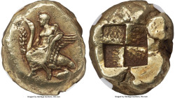 MYSIA. Cyzicus. Ca. 450-350 BC. EL stater (19mm, 15.90 gm). NGC Choice VF 4/5 - 2/5, edge cuts, brushed, edge marks. Apollo seated left on swan left, ...