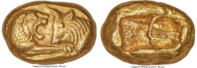 LYDIAN KINGDOM. Croesus (561-546 BC). AV stater (17mm, 10.74 gm). NGC Choice VF 5/5 - 4/5. Croeseid "heavy" standard, Sardes, ca. 561-550 BC. Confront...