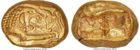 LYDIAN KINGDOM. Croesus (561-546 BC). AV stater (15mm, 8.05 gm). NGC Choice MS 5/5 - 5/5. Croesid "light" standard, Sardes, ca. 550-546 BC. Confronted...