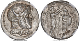 SELEUCID KINGDOM. Seleucus I Nicator (312-281 BC). AR tetradrachm (27mm, 17.18 gm, 7h). NGC Choice AU 4/5 - 4/5, Fine Style, overstruck. Probably Pers...