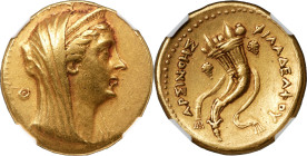 PTOLEMAIC EGYPT. Arsinöe II Philadelphus (277-270/268 BC). AV mnaieion or octodrachm (27mm, 27.72 gm, 11h). NGC Choice VF 4/5 - 2/5, graffito, flan fl...