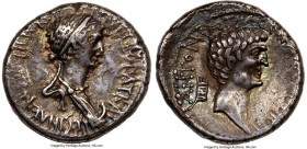Cleopatra VII of Egypt and Marc Antony, as Rulers of the East (37-30 BC). AR denarius (18mm, 3.71 gm, 12h). NGC Choice VF 4/5 - 3/5. Alexandria, 34-32...