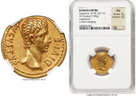 Augustus (27 BC-AD 14). AV aureus (20mm, 7.85 gm, 5h). NGC AU 5/5 - 4/5. Lugdunum, 15-13 BC. AVGVSTVS-DIVI•F, bare head of Augustus right / IMP•X, bul...