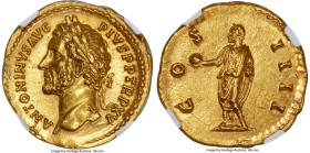 Antoninus Pius, as Augustus (AD 138-161). AV aureus (19mm, 7.15 gm, 6h). NGC Choice AU 5/5 - 4/5, Fine Style, flan flaw. Rome, AD 151-152. ANTONINVS A...