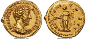 Marcus Aurelius, as Caesar (AD 161-180). AV aureus (18mm, 7.29 gm, 6h). NGC Choice XF 5/5 - 4/5, Fine Style. Rome, AD 158-159. AVRELIVS CAES-ANTON AVG...