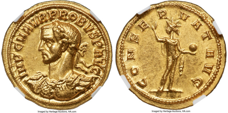 Probus (AD 276-282). AV aureus (22mm, 6.56 gm, 5h). NGC AU 5/5 - 4/5, light scuf...