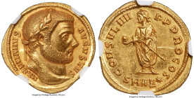 Maximian, First Reign (AD 286-310). AV aureus (20mm, 5.29 gm, 10h). NGC MS 5/5 - 3/5, scratch. Antioch, AD 293-295. MAXIMIANVS-AVGVSTVS, laureate head...