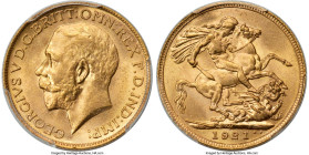 George V gold Sovereign 1921-M MS64 PCGS, Melbourne mint, KM29, S-3999, Marsh-239 (R3). Among the rarest Melbourne Sovereigns of the series, this issu...