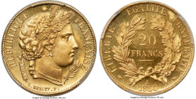 Republic gold Proof "Ceres" 20 Francs 1850-A PR65+ Cameo PCGS, Paris mint, KM762, Fr-566, Gad-1059. Instantly recognizable and generally obtainable in...