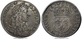 Louis XIV 15 Sols (1/4 Ecu) 1670-A XF40 PCGS, Paris mint, KM-Unl, Gad-3, Lec-187a [this coin], Martin 1.1-A.1 [this coin], Breton-501 (R6), Breen-255,...
