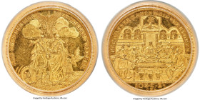 Regensburg. Johann Christoph Busch gold "Wedding" Medal of 6 Ducats ND (c. 1755) MS61 PCGS, cf. Kahane-117 (similar reverse). 46mm. By Georg Friedrich...