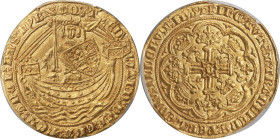 Edward III (1327-1377) gold Noble ND (1361-1369) MS63 PCGS, Tower mint, Cross Potent mm, Treaty Period, S-1502, N-1231. 7.59gm. (saltire) ЄD | WARD: D...