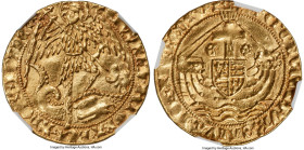 Edward IV (Second Reign, 1471-1483) gold Angel ND (1473-1477) AU58 NGC, London mint, S-2091, N-1626, Fr-139. Cross and pellet mm. 5.09gm. Obv. EDWARD ...