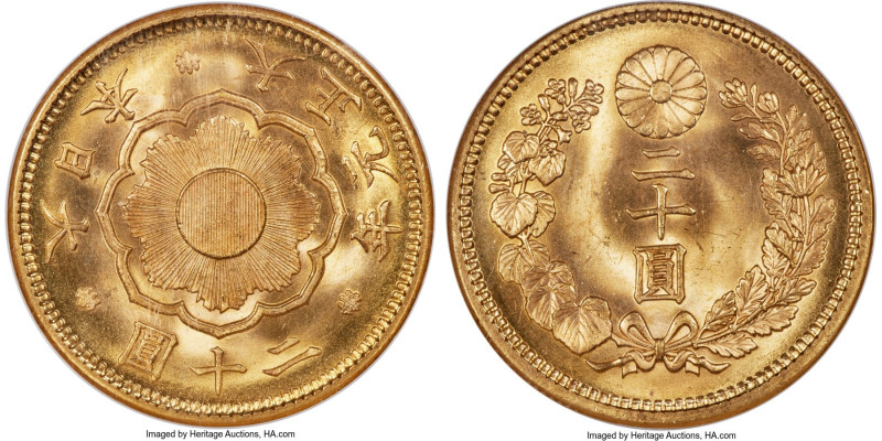 Taisho gold 20 Yen Year 1 (1912) MS66 NGC, KM-Y40.1, JNDA 01-6. Very elusive one...