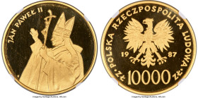 People's Republic 4-Piece Certified gold "Papal Visit to America" Proof Set 1987-MW NGC, 1) 10000 Zlotych - PR68 Ultra Cameo 2) 5000 Zlotych - PR69 Ul...
