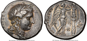 SICILY. Syracuse. Agathocles (317-289 BC). AR tetradrachm (26mm, 17.11 gm, 6h). NGC XF 4/5 - 4/5, Fine Style. Ca. 310-306/5 BC. KOPAΣ, head of Kore-Pe...