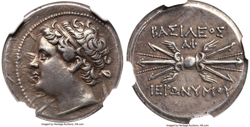 SICILY. Syracuse. Hieronymus (215-214 BC). AR 10 litrae (22mm, 8.53 gm, 5h). NGC...