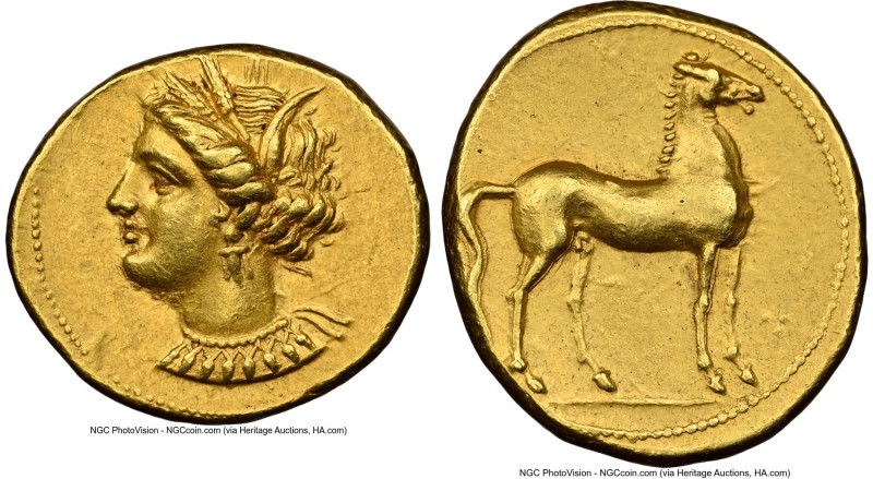 ZEUGITANA. Carthage. Ca. 350-320 BC. AV stater (20mm, 9.14 gm, 4h). NGC Choice X...
