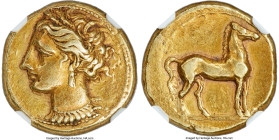 ZEUGITANA. Carthage. Ca. 320-280 BC. EL stater (18mm, 7.62 gm, 12h). NGC Choice VF 5/5 - 3/5, brushed. Bust of Tanit left, hair wreathed with grain ea...