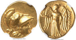MACEDONIAN KINGDOM. Alexander III the Great (336-323 BC). AV stater (18mm, 8.55 gm, 9h). NGC Choice VF 3/5 - 2/5, ex-jewelry. Tyre, uncertain date. He...