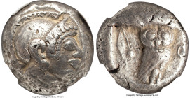 ATTICA. Athens. Ca. 510/500-480 BC. AR tetradrachm (20mm, 17.29 gm, 9h). NGC Choice VF 4/5 - 4/5. Head of Athena right, wearing crested Attic helmet, ...
