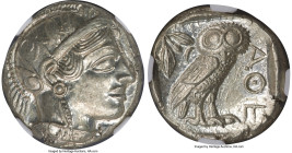ATTICA. Athens. Ca. 440-404 BC. AR tetradrachm (24mm, 17.27 gm, 1h). NGC MS 5/5 - 5/5. Mid-mass coinage issue. Head of Athena right, wearing earring, ...