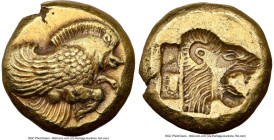 LESBOS. Mytilene. Ca. 521-478 BC. EL sixth-stater or hecte (10mm, 2.55 gm, 5h). NGC AU 5/5 - 4/5, light marks. Forepart of winged boar right / Incuse ...