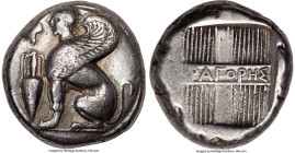 IONIAN ISLANDS. Chios. Ca. 400-350 BC. AR tetradrachm (22mm, 15.20 gm, 6h). NGC Choice VF 5/5 - 3/5, brushed. Heragores, magistrate. Winged sphinx sea...