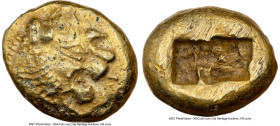 LYDIAN KINGDOM. Alyattes or Walwet (ca. 610-546 BC). EL third-stater or trite (13mm, 4.73 gm). NGC AU 5/5 - 2/5, scuffs. Lydo-Milesian standard, Sarde...