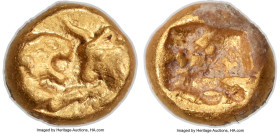 LYDIAN KINGDOM. Croesus (561-546 BC). AV 1/24 stater or myshemihecte (5mm, 0.45 gm). NGC Choice VF 5/5 - 4/5. Croeseid "heavy" standard, Sardes, ca. 5...