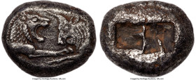 LYDIAN KINGDOM. Croesus (561-546 BC). AR stater or double-siglos (19mm, 10.03 gm). NGC Choice XF 5/5 - 2/5. Croeseid standard, Sardes. Confronted fore...