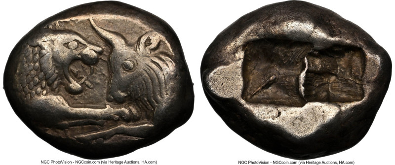 LYDIAN KINGDOM. Croesus (561-546 BC). AR stater or double-siglos (18mm, 10.69 gm...